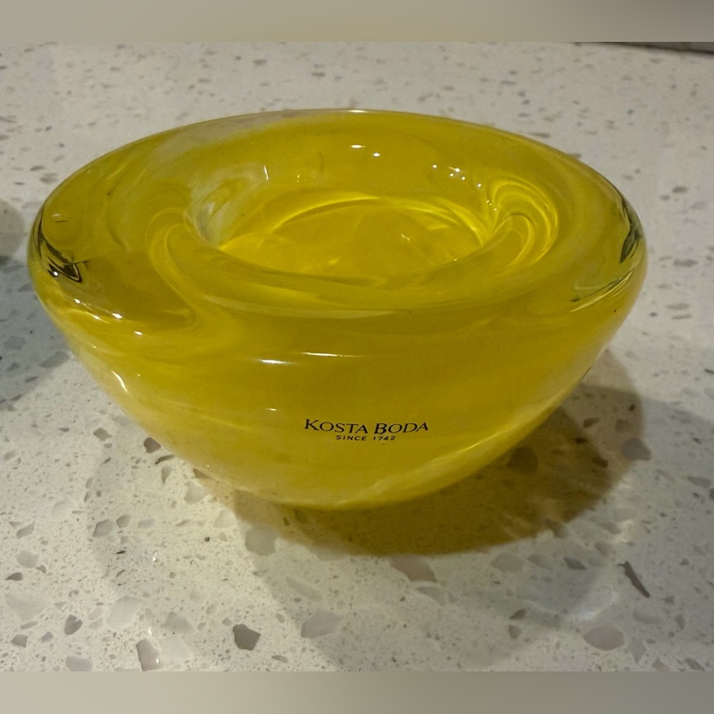 Kosta Boda Vibrant Yellow Glass Candle Holder
